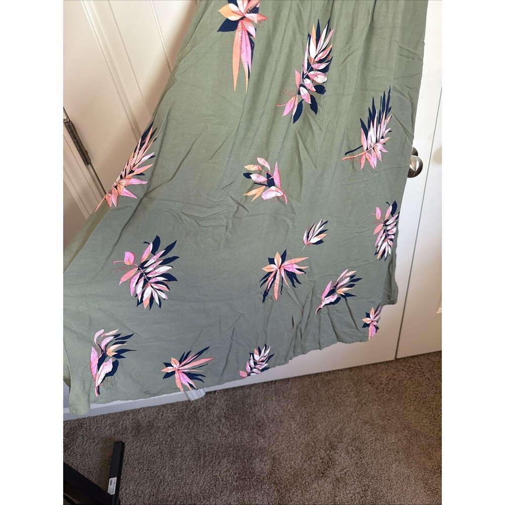 A New Day Women's Green Tropical Spaghetti Strap Dress L - Picture 5 of 9